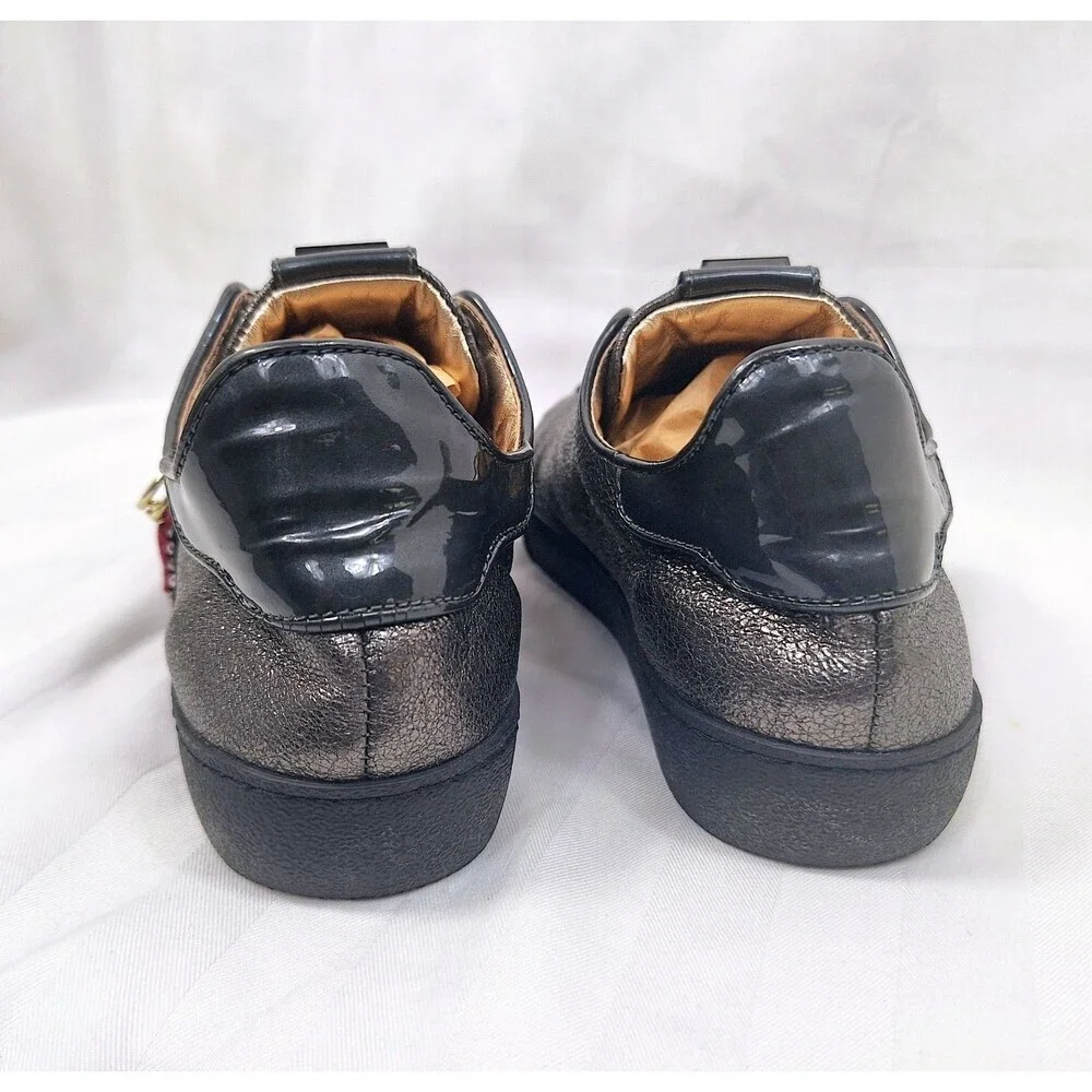 Hogl‎ Womens Metallic Pewter Leather Heart Safety Pin Sneakers Size 5.5